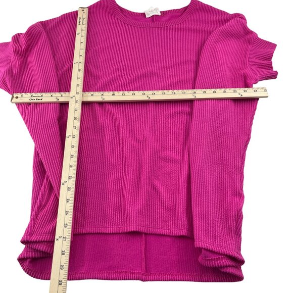 Andrée By Unit Womens Ribbed Knit Top 2X/3X Fuchsia Polyester Rayon Blend - Picture 2 of 5